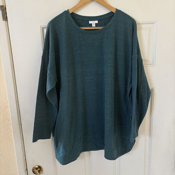 J Jill Womens Sweater Bohemian Comfy 2XL Green Stretch Lounge Minimalist City - Picture 2 of 11